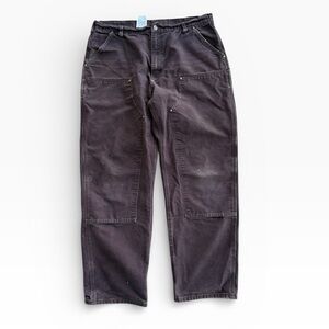 Faded and Distressed Carhartt Dark Brown Double Knee Carpenter Pants 37x31